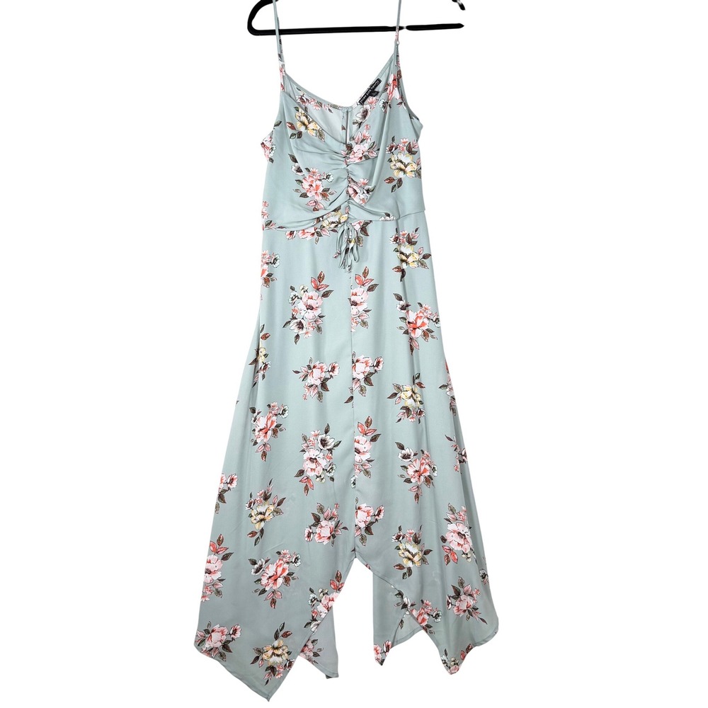 Sage Green Floral Handkerchief Midi Dress Large garden party fairy Cottagecore - Picture 2 of 10